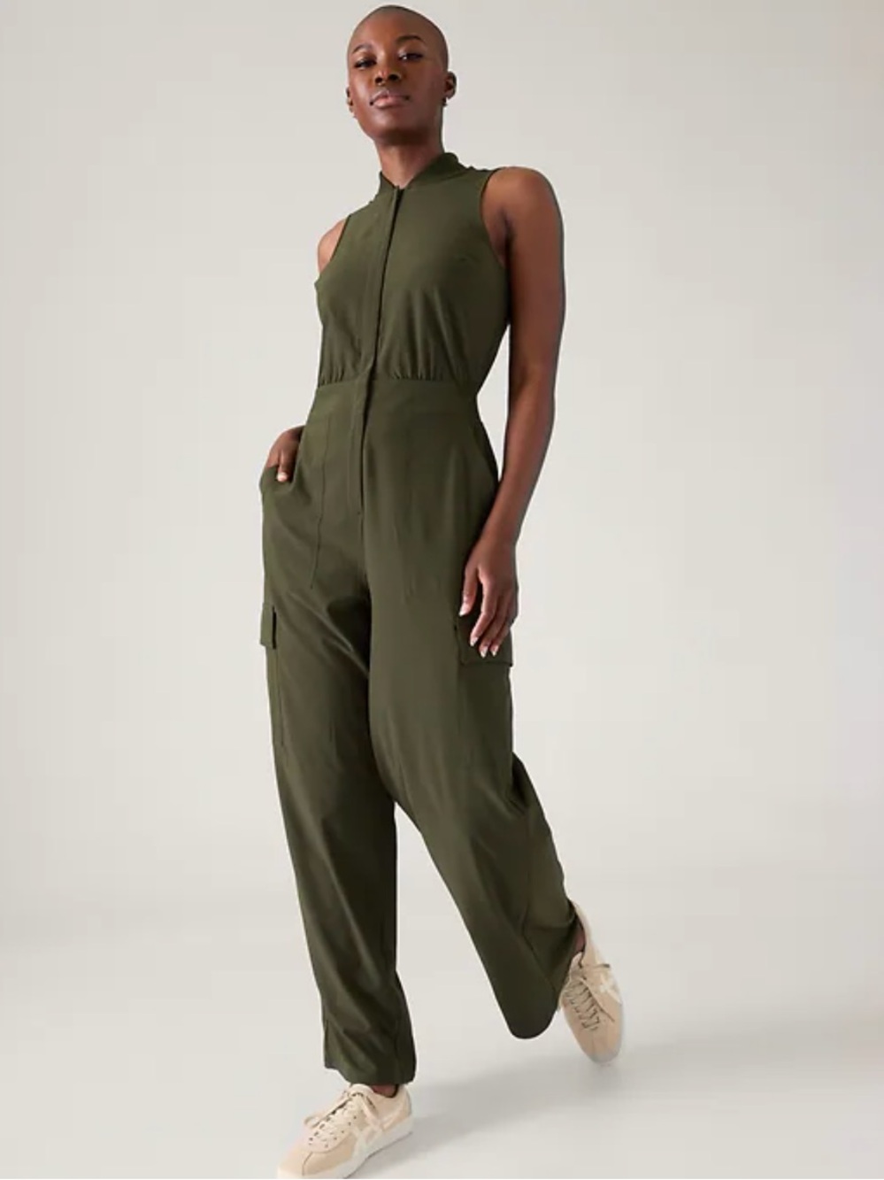 Athleta Brooklyn Utility Jumpsuit in Aspen Olive Green